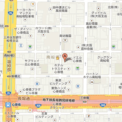 地図・大阪心斎橋の美容室